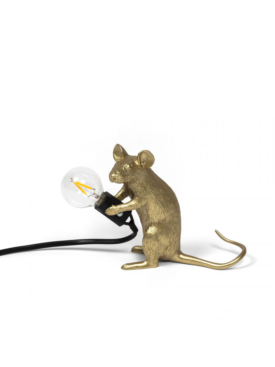 Mouse gold lamp sitting