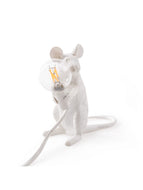 Mouse lamp white sitting