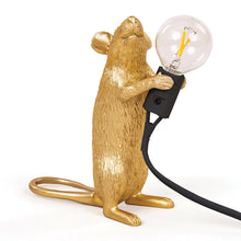 Cargar imagen en el visor de la galería, Mouse lamp gold standing