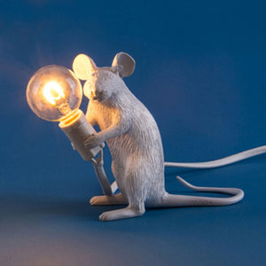 Mouse lamp white sitting