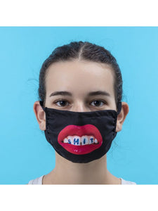 Facemask TEETH - Fabric Black Size